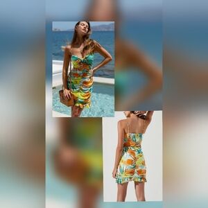 ASTR The Label Tropical Beachside Ruched Mini Dress❗️With Free Purse❗️